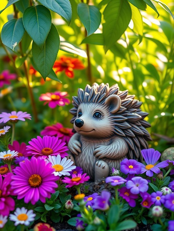 whimsical hedgehog garden decor