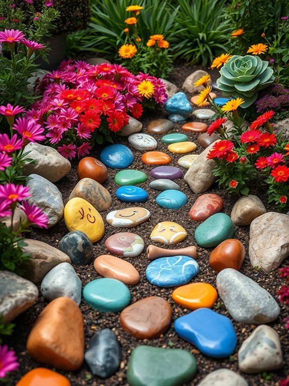 10 Budget-Friendly Garden Path Ideas You Can DIY 8 whimsical painted rock pathway