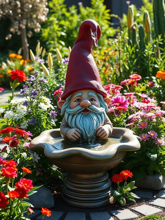 whimsical water spewing gnome