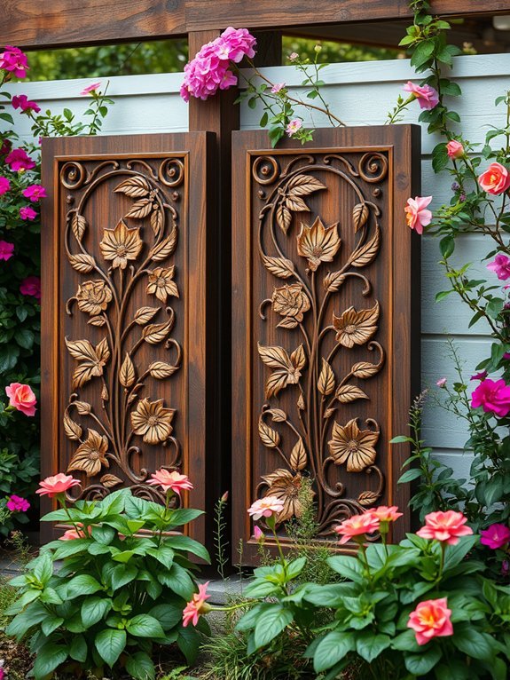 20 Stunning Garden Wall Art Ideas to Personalize Your Yard 5 wood panels inspired by nature