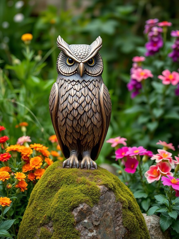 17 Elegant Garden Statues for a Timeless Look 11 wooden owl guarding nature